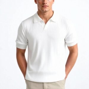 Alternative view of BO | Ribbed Cotton Polo White