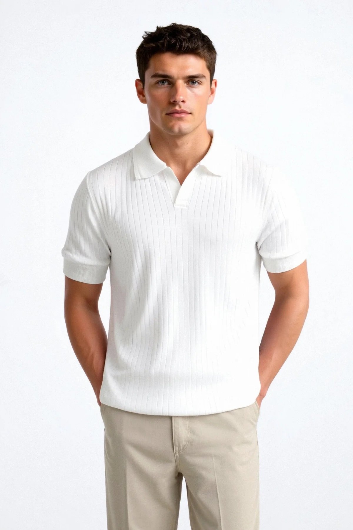 BO | Ribbed Cotton Polo White - Afbeelding 2